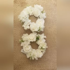 Elegant White Floral Wreath - Set of 2 12" Mini Wreaths by Bright Ideas